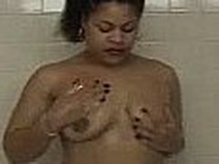 Overweight gazoo playgirl gets in the shower and sets up her cam to film herself getting cleaned up. She soaps up her thick body, paying peculiar attention to the huge tits and plump snatch and making sure they are spotless!