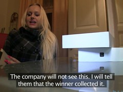 Golden-Haired with Huge boobs thinks this hottie has won an iPad.  Well this hottie will if this hottie rides my big dick.