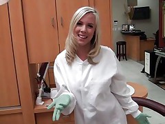 Sexy blonde dentist begins getting her garments off then goes on her knees and begins to suck a dick. What will this attractive chick do next? And in what ways shall this babe receive fucked? Will this babe be fucked on the floor?